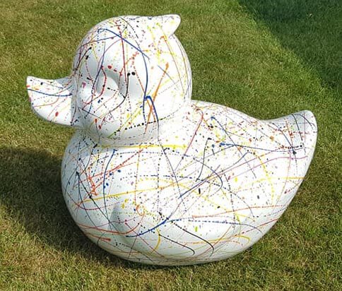 Badeend met verfspatten 60cm